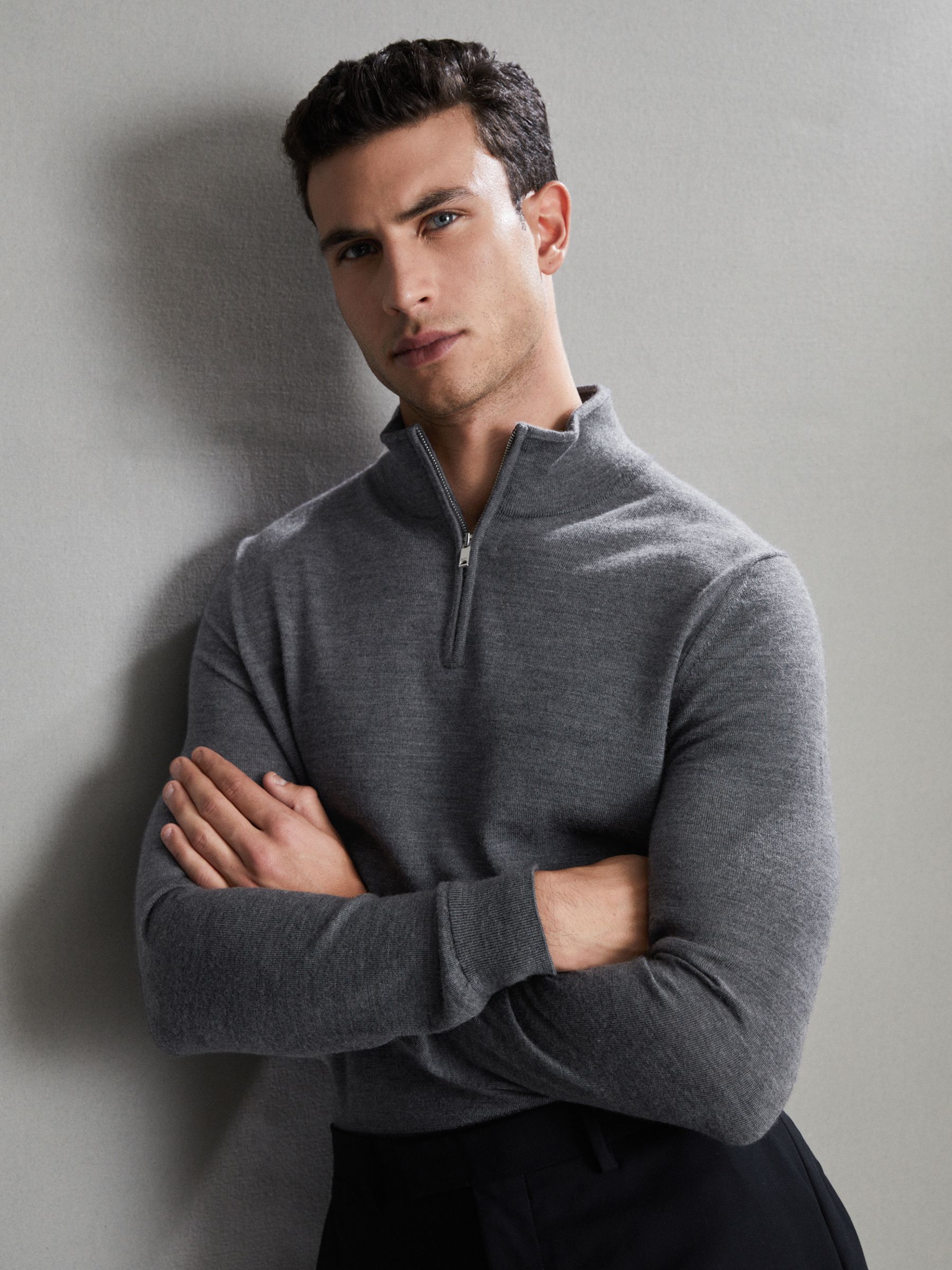 Grey funnel neck jumper discount