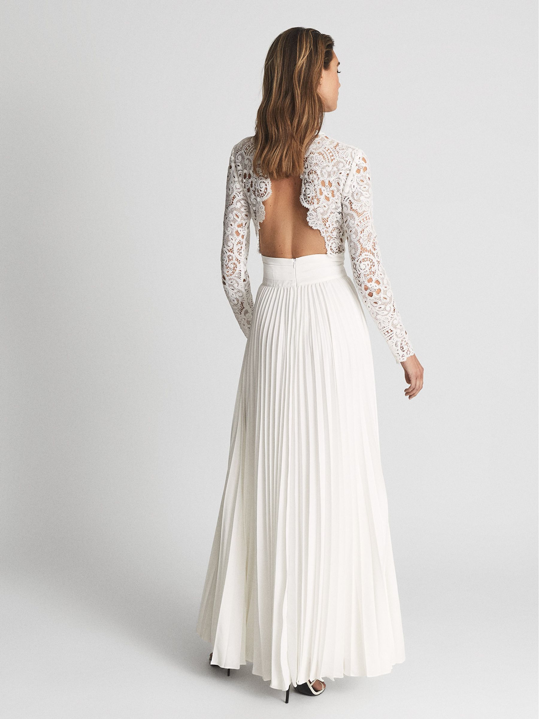 White lace pleated dress on sale
