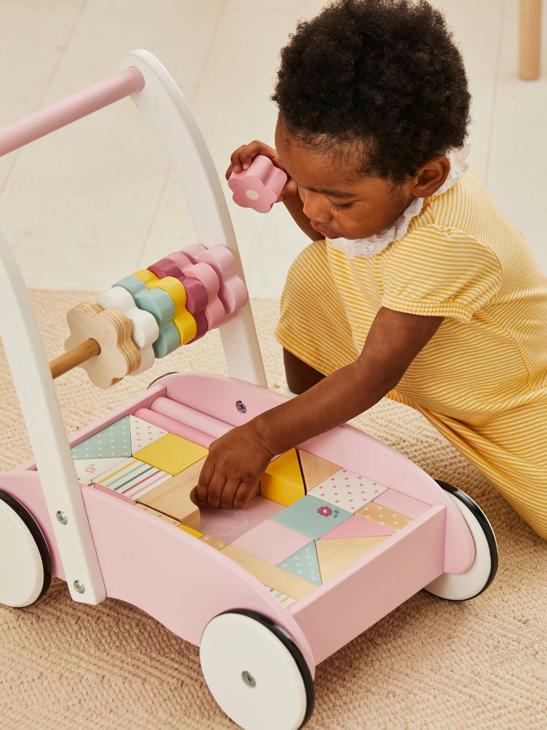 Wooden bricks baby walker sale