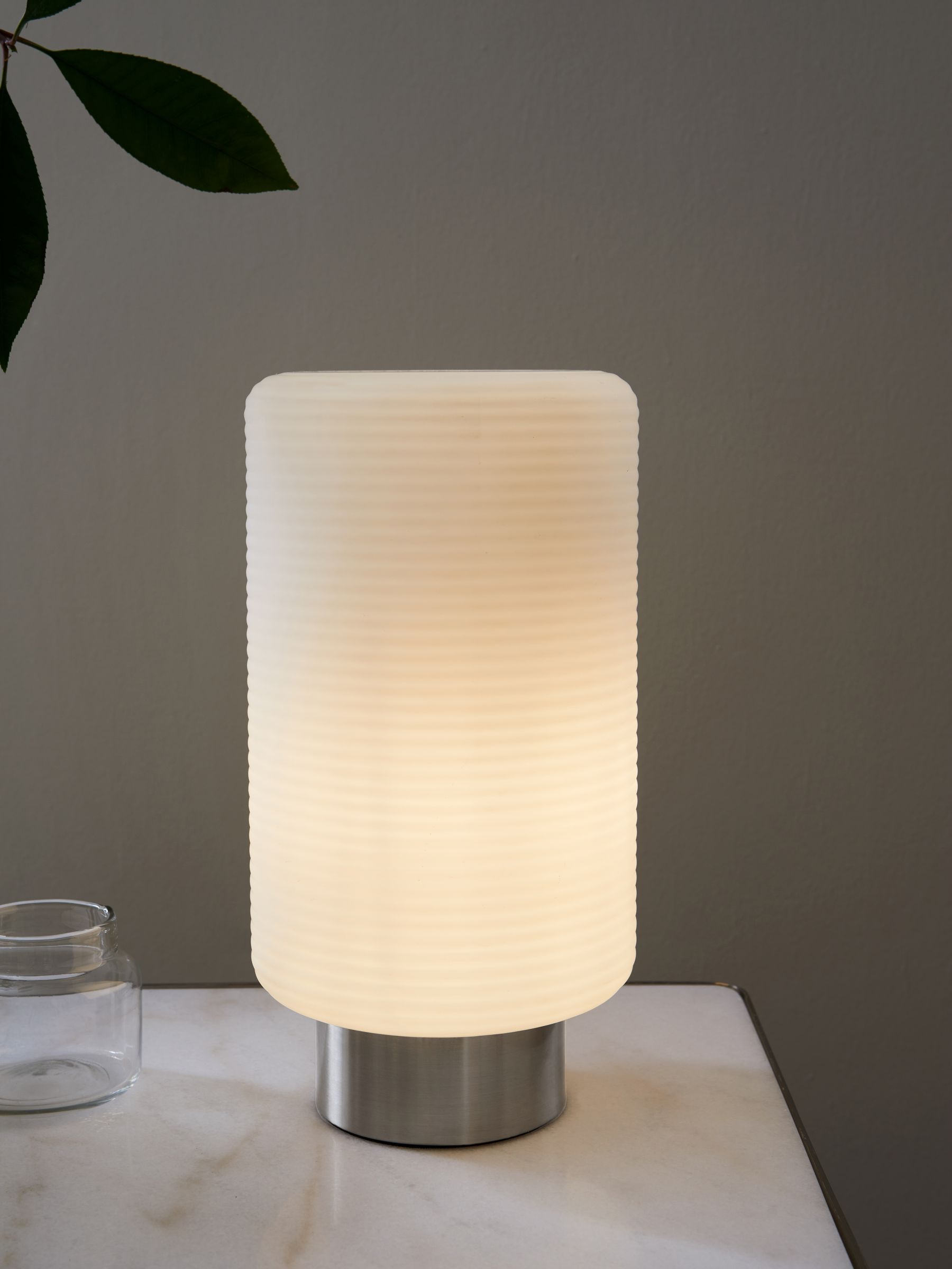 Jasper Conran London White Ribbed Glass Desk Lamp Made