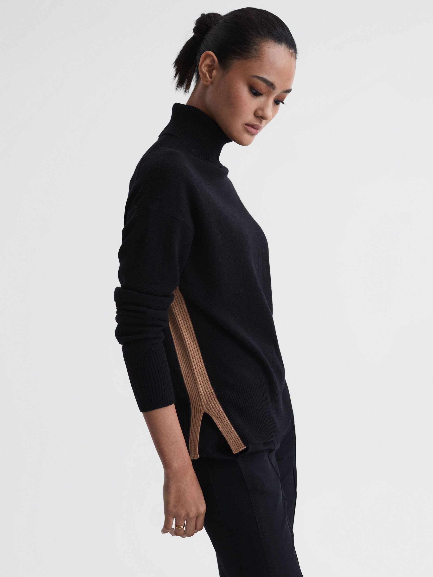 Womens camel roll neck jumper new arrivals