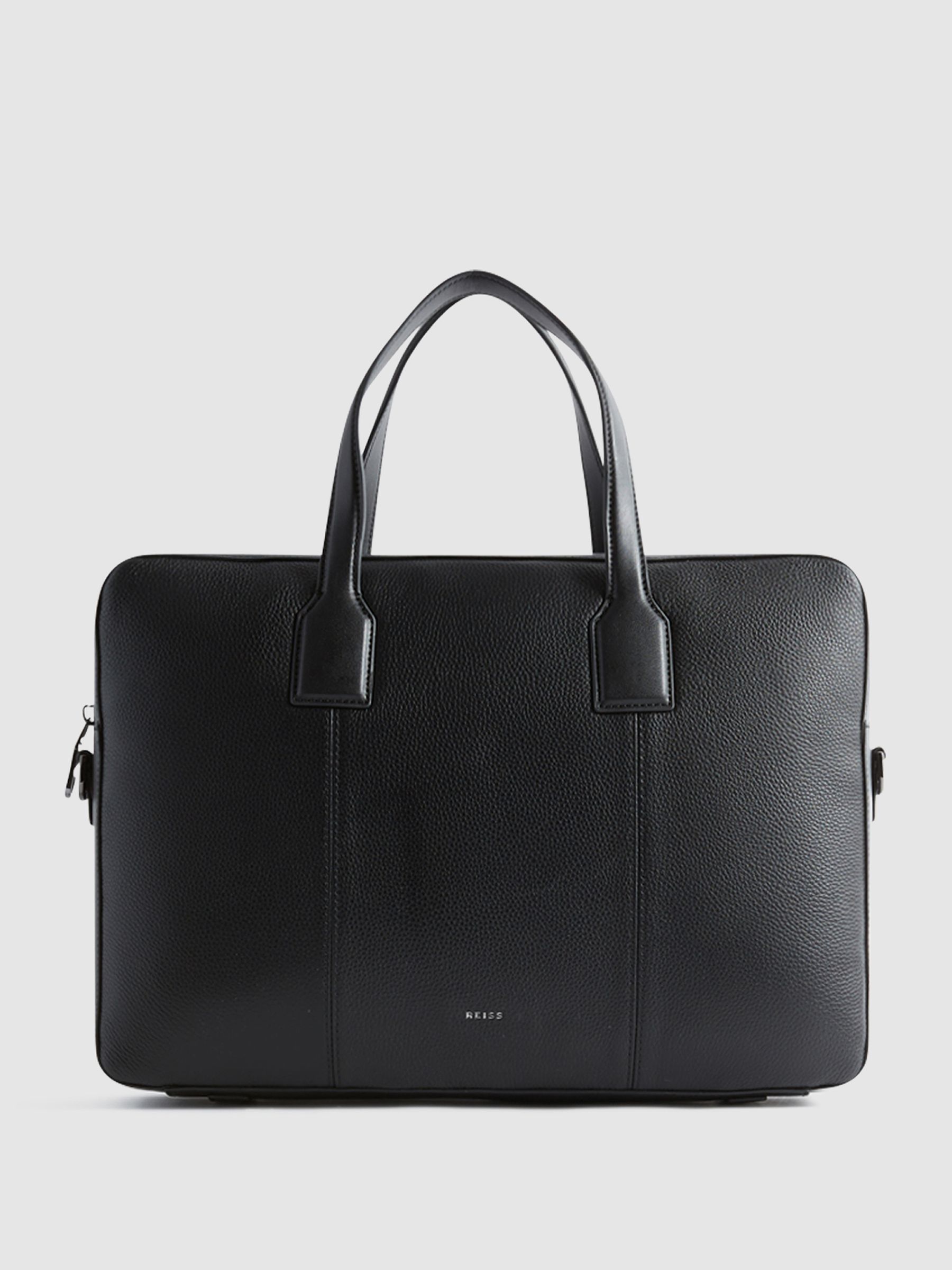 Reiss Leather Briefcase in Black REISS