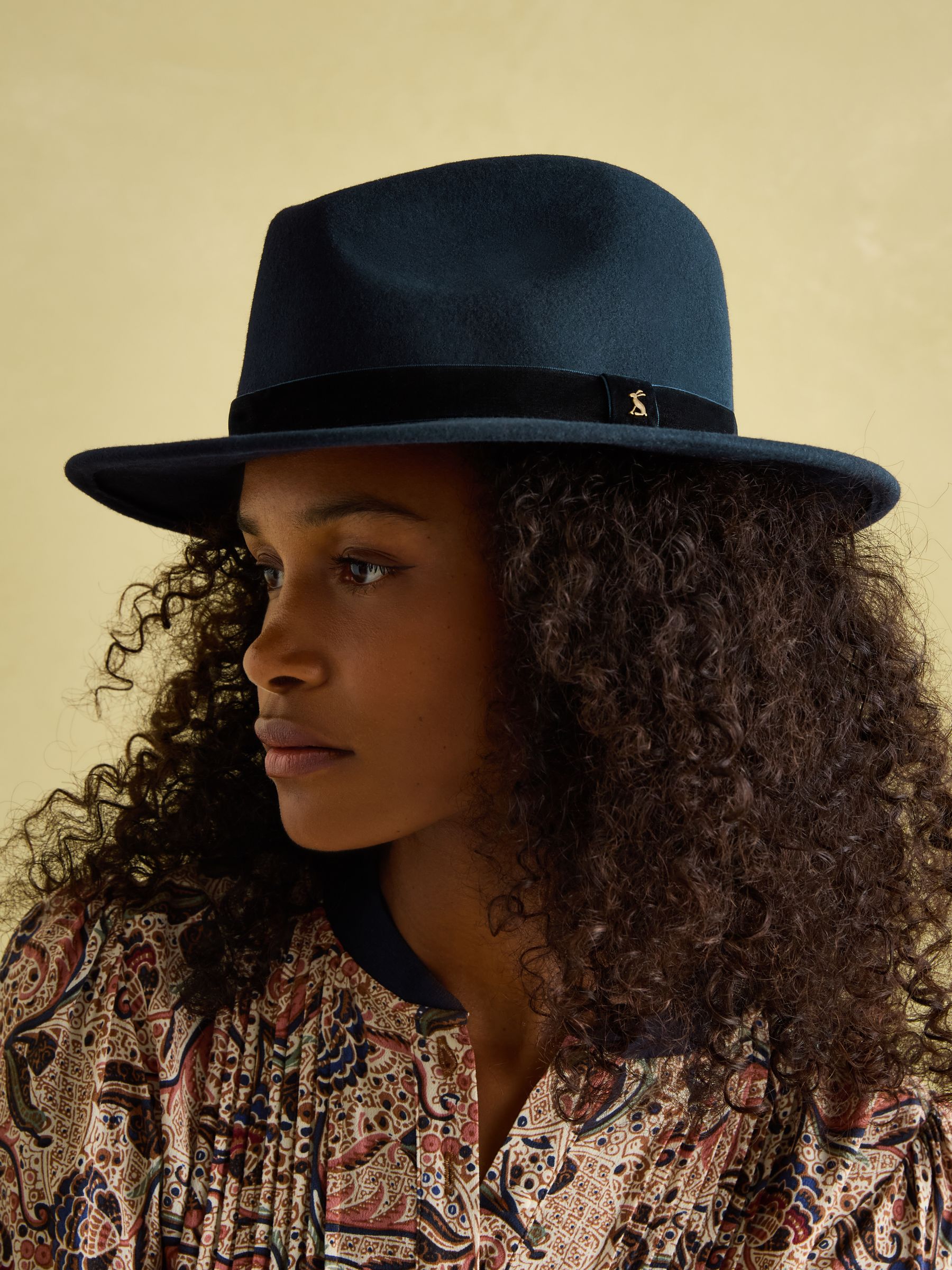 Buy Joules Maude Navy Blue Wool Fedora Hat from the Joules online shop