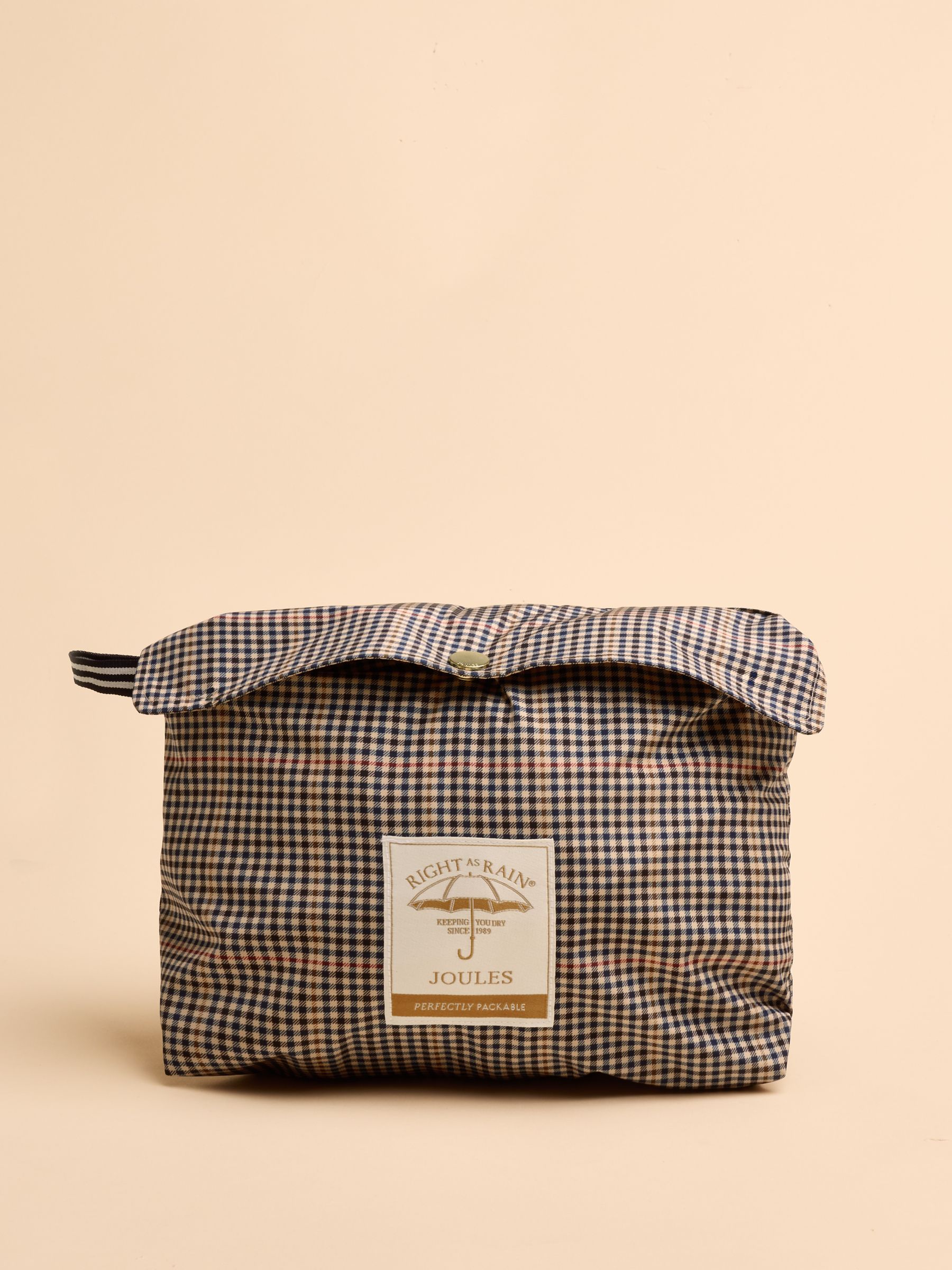Holkham Brown Check Waterproof Packable Raincoat With Hood