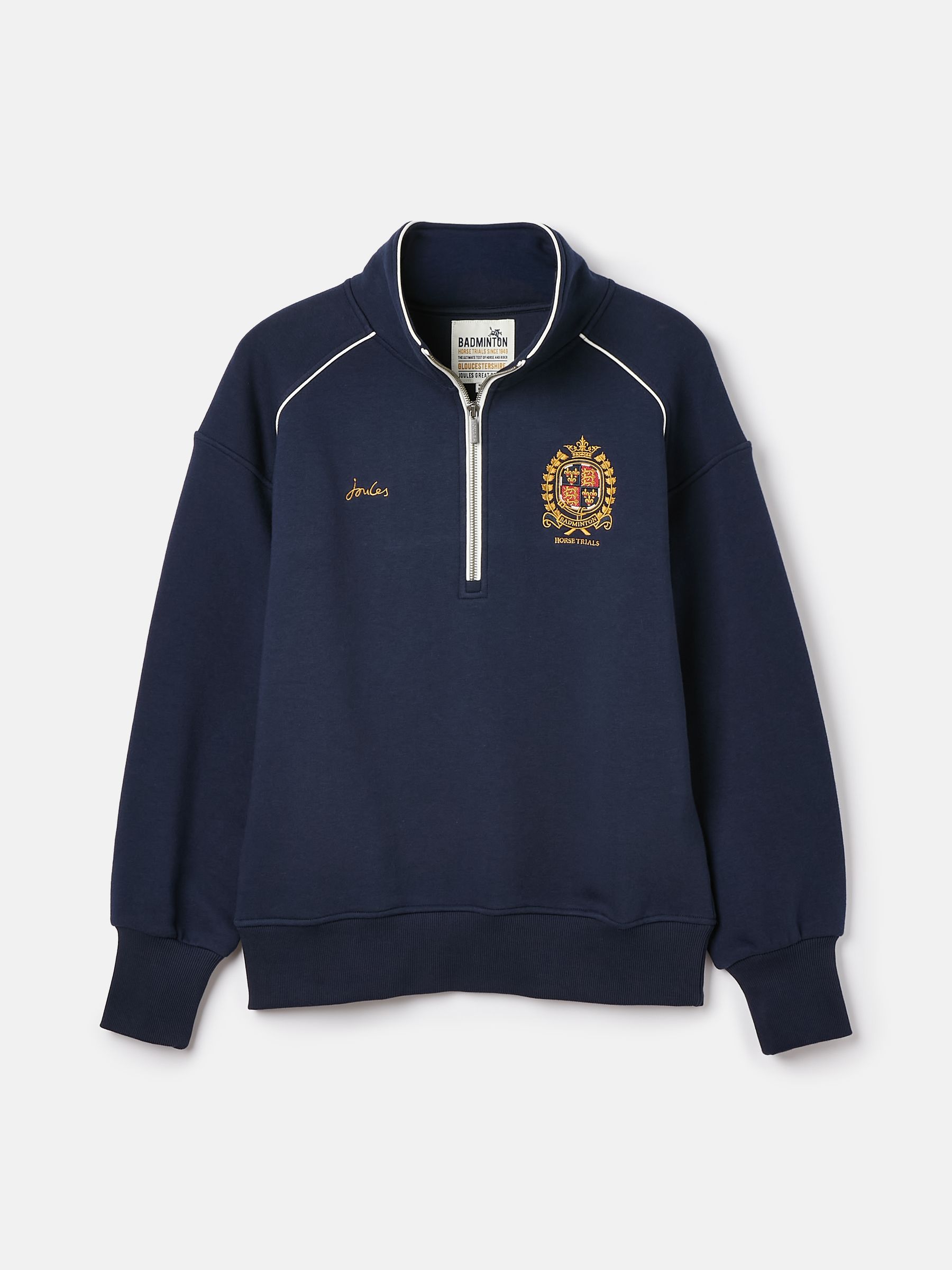 Buy Joules Official Badminton Navy Blue Unisex Quarter Zip Sweatshirt from the Joules online shop