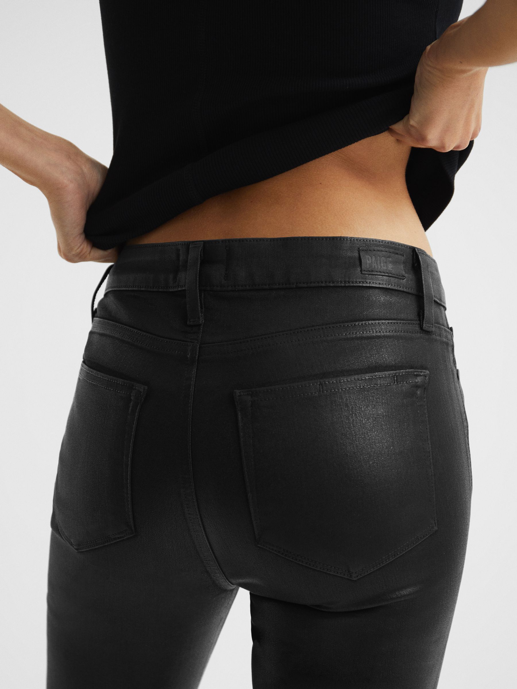 Reiss PAIGE Coated Skinny Jeans in Black REISS