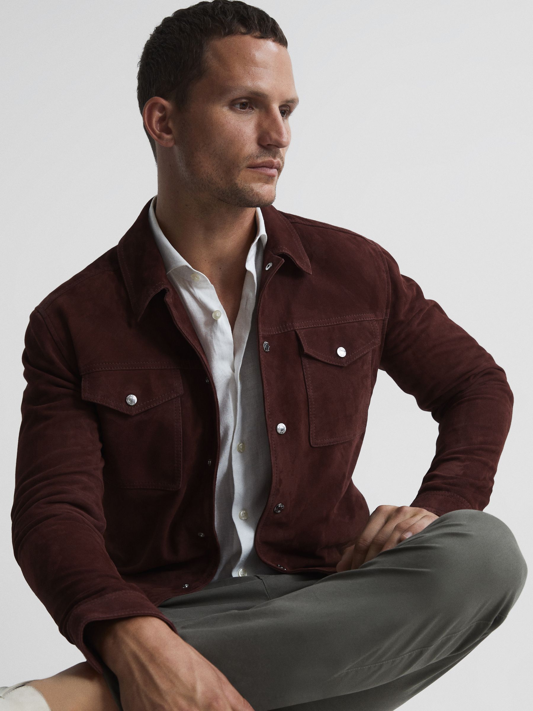 Reiss jagger suede trucker jacket top