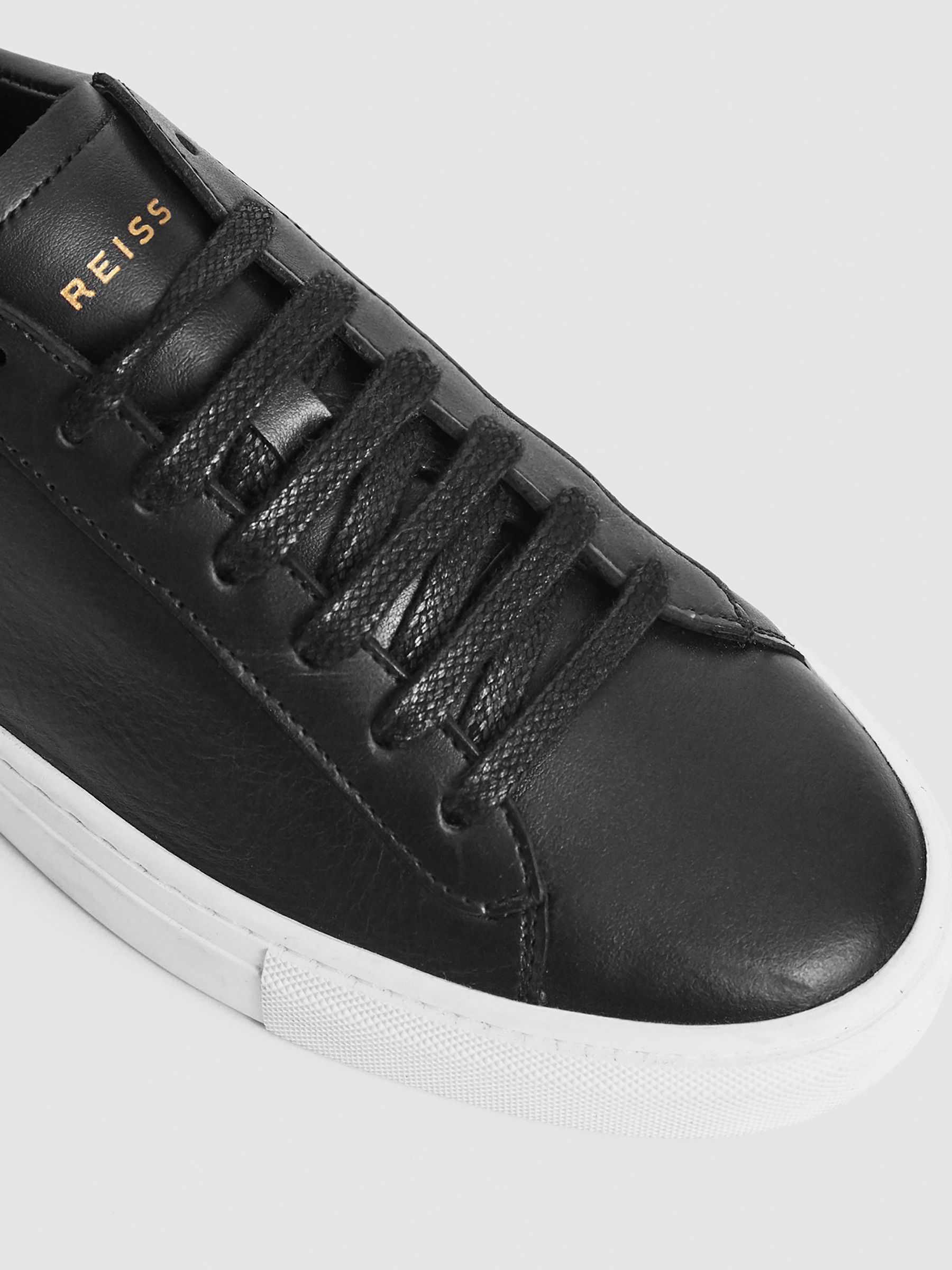 Lace Up Leather Trainers in Black