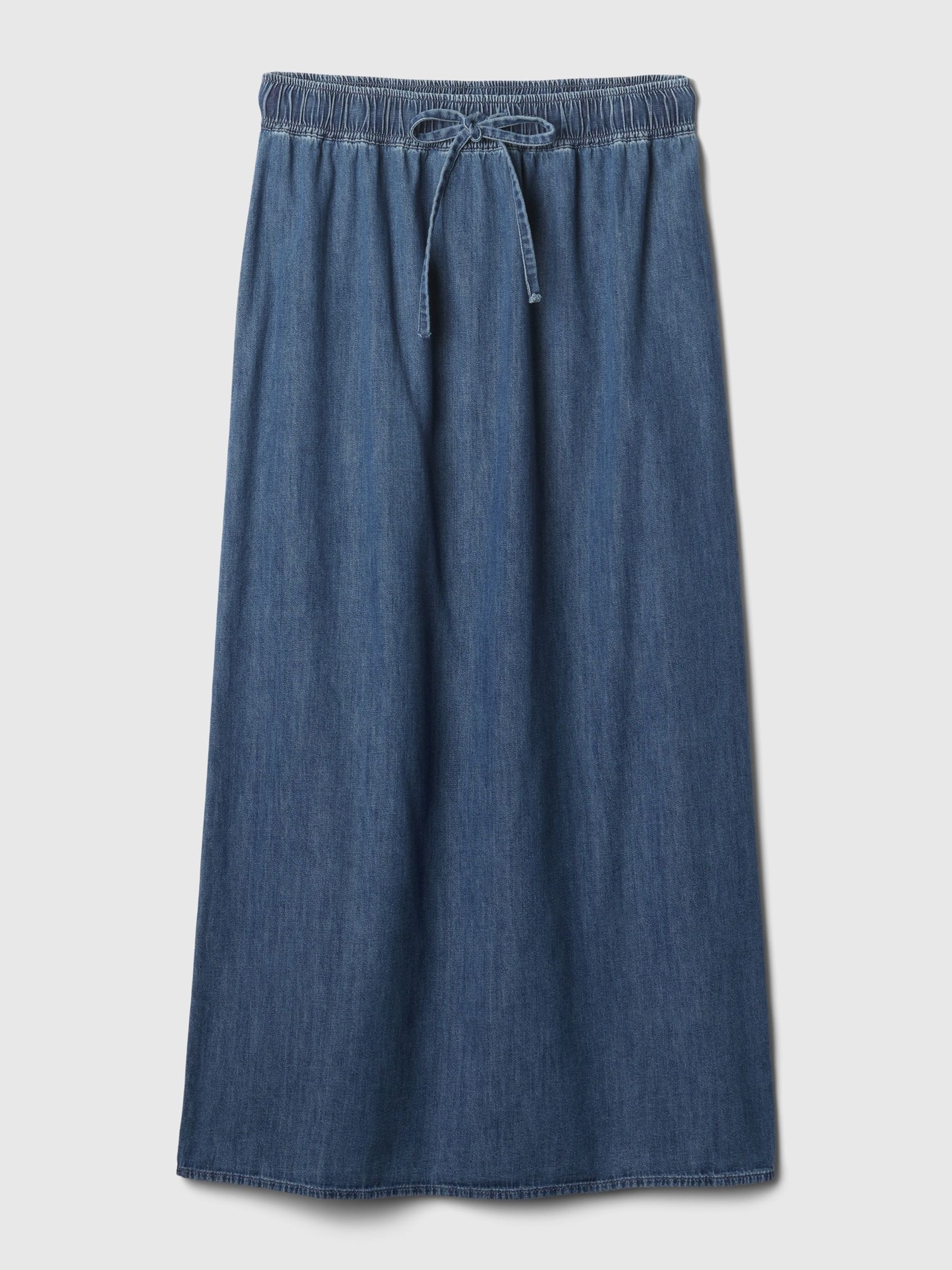 Buy Blue Chambray Denim Maxi Skirt from the Gap online shop