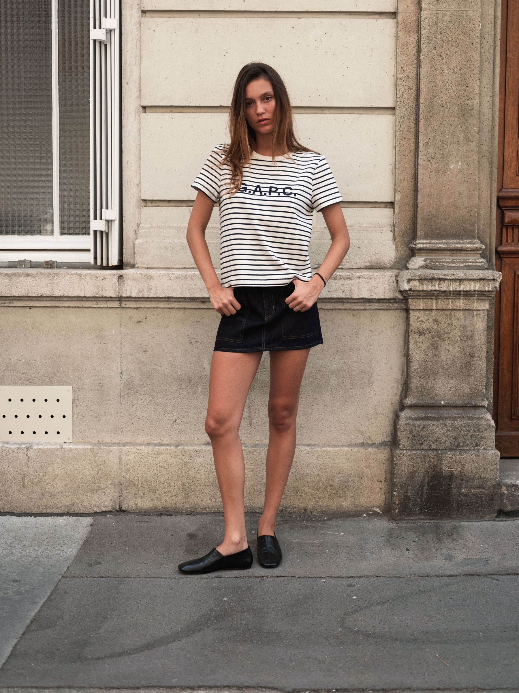 Gap x A.P.C. Cream Stripe - Logo T-shirt