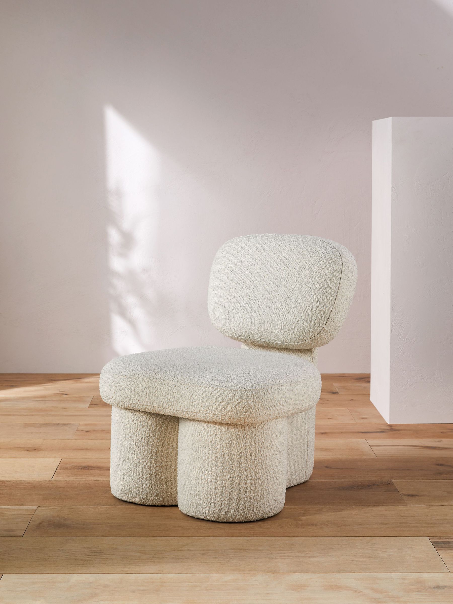 Thea Accent Chair in Steel Blue Corduroy in Ivory Boucle (103813) | £350