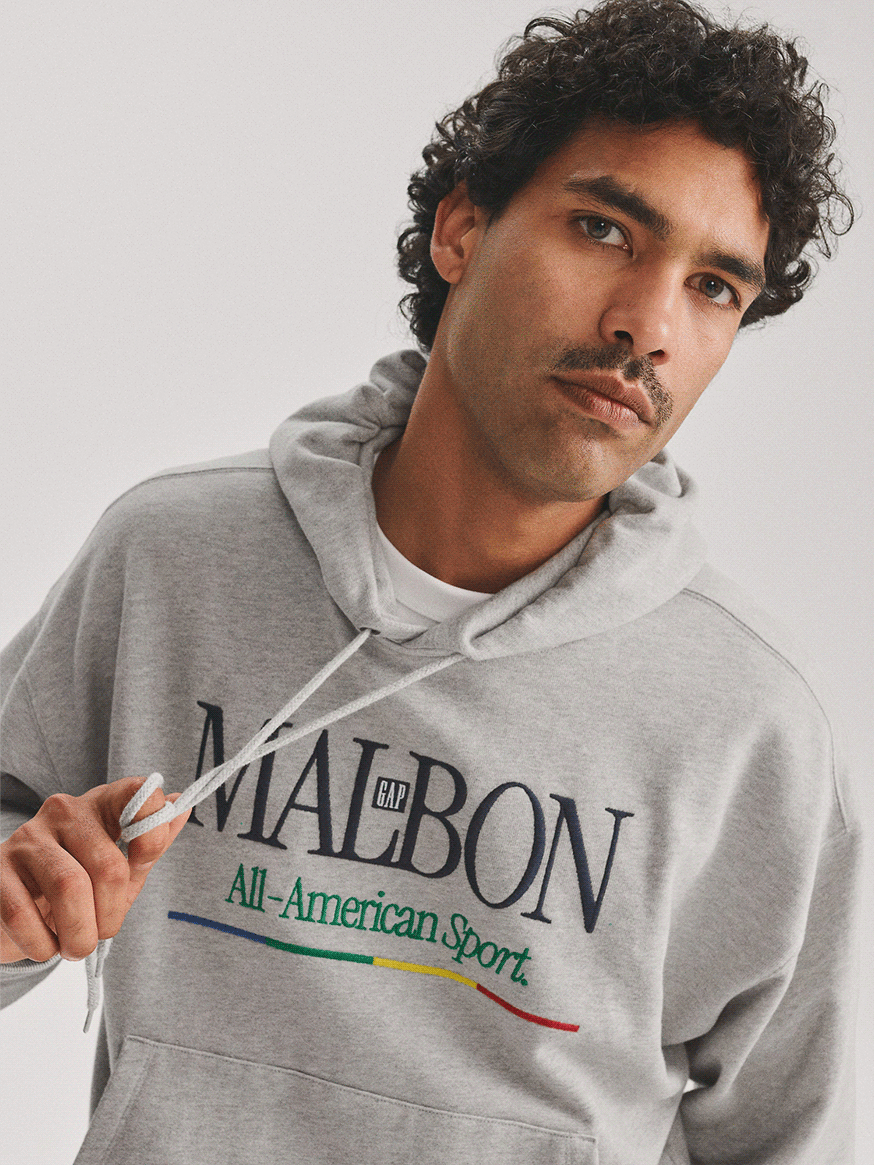 Gap x Malbon Grey - Regular Heavyweight Logo Hoodie