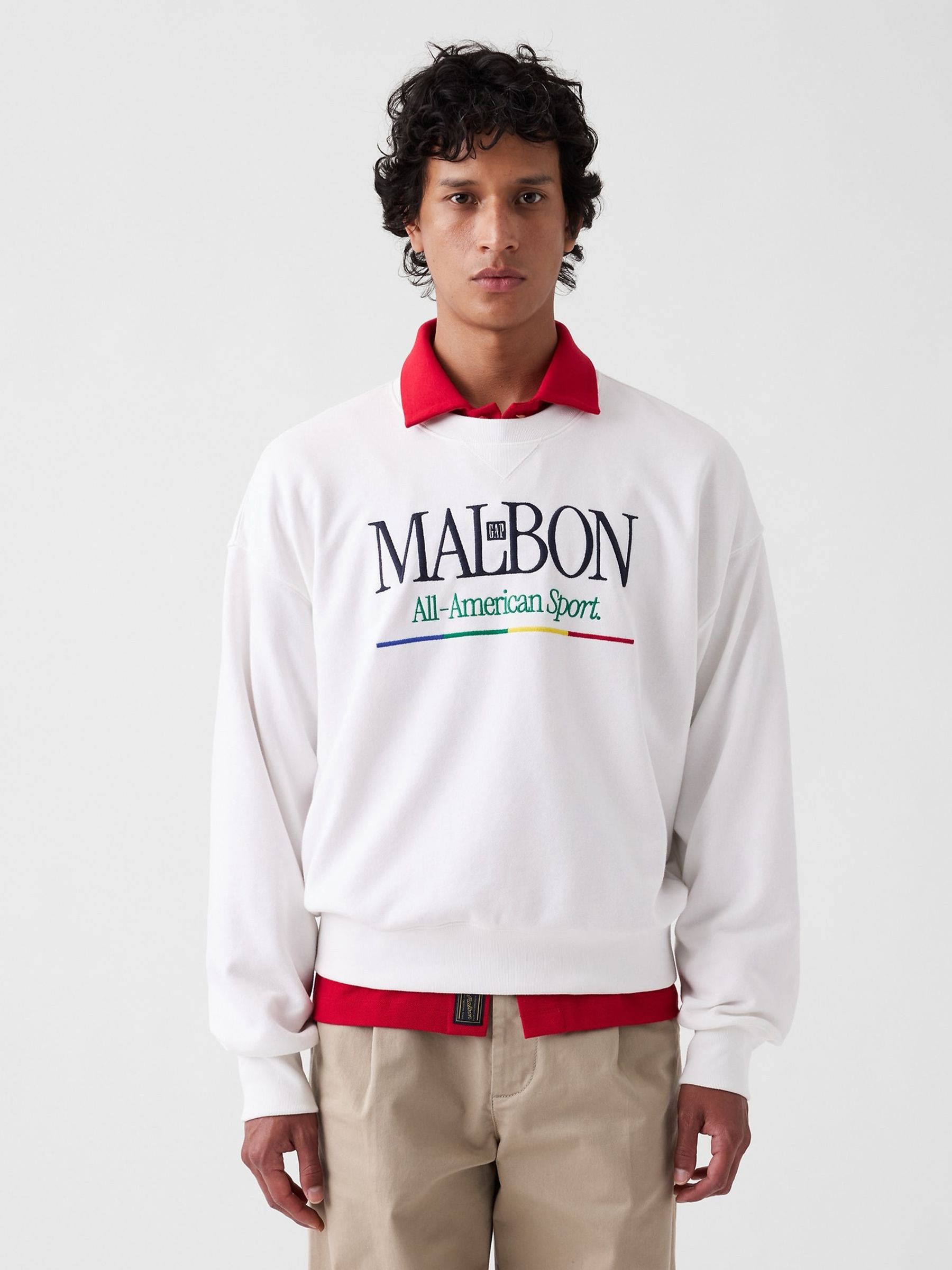 Gap x Malbon White - Regular Heavyweight Logo Sweatshirt