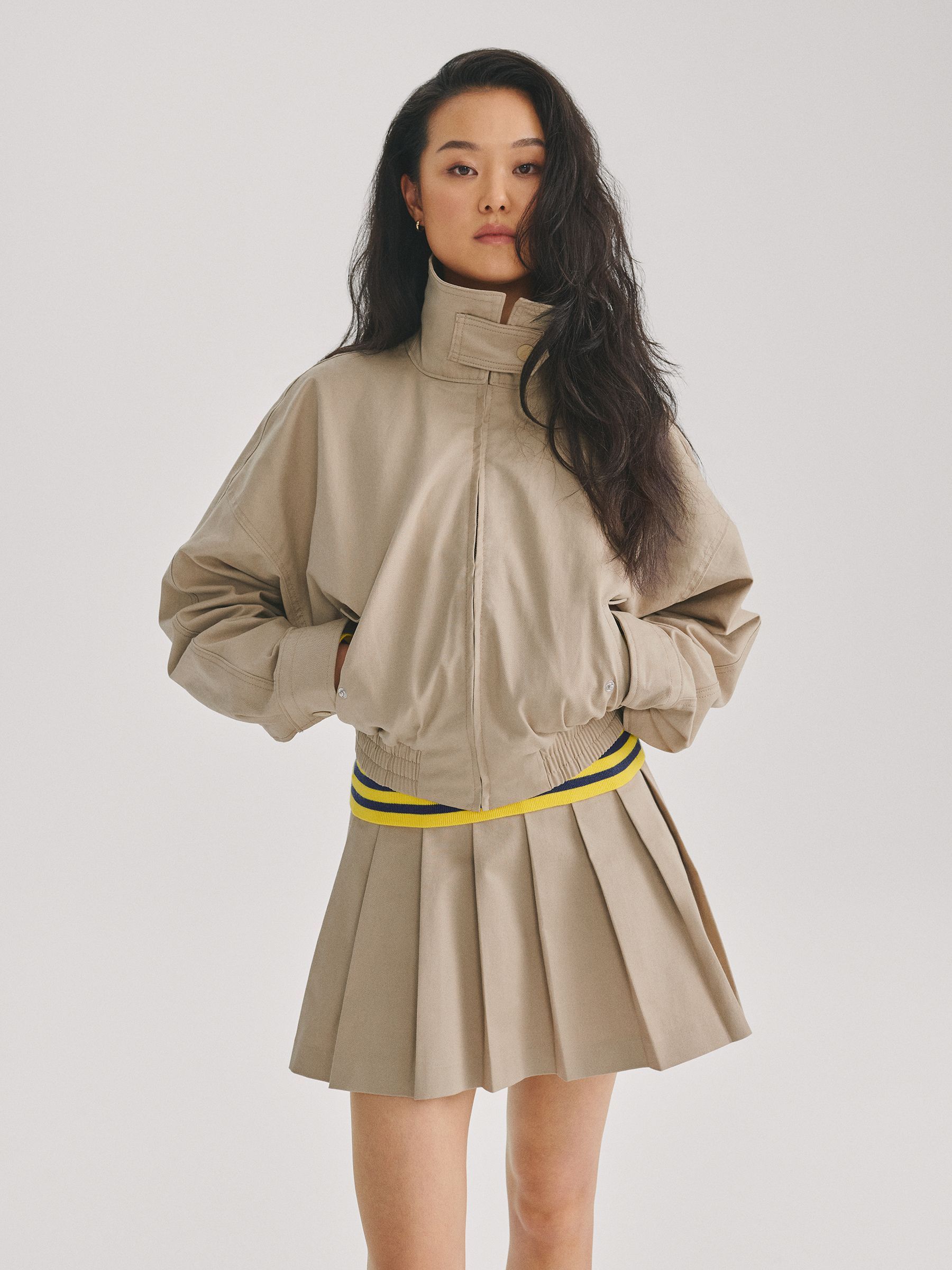 Gap x Malbon Beige - Pleated Twill Mini Skort