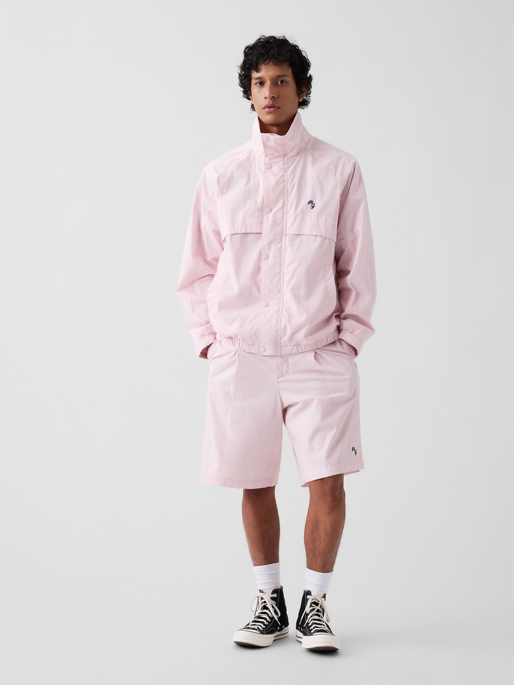 Gap x Malbon Pink - Regular Textured Poplin Baggy Shorts