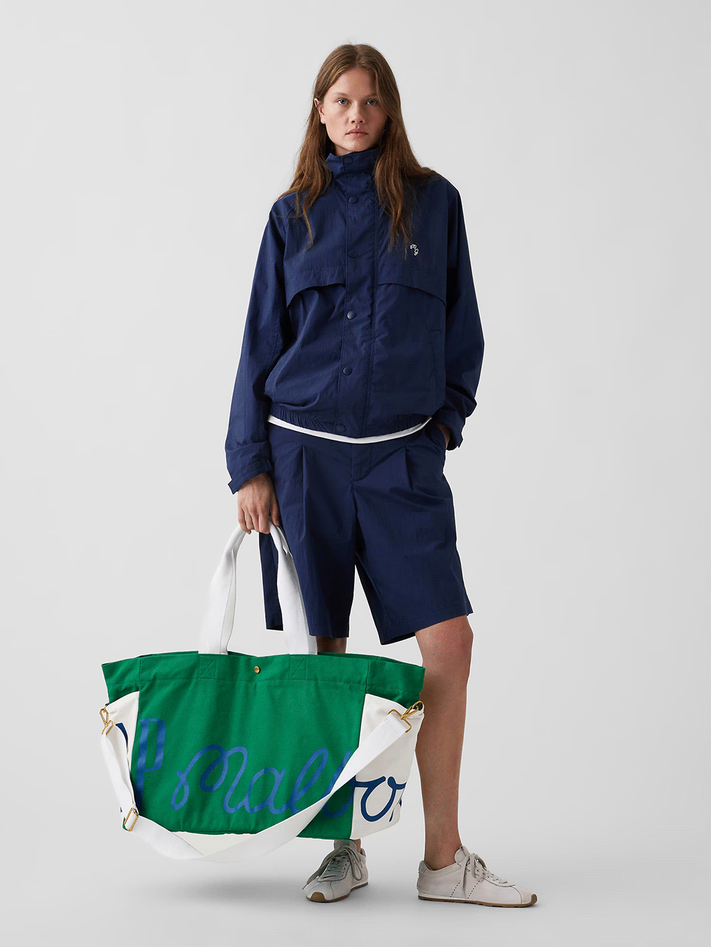 Gap x Malbon Navy - Regular Textured Poplin Baggy Shorts