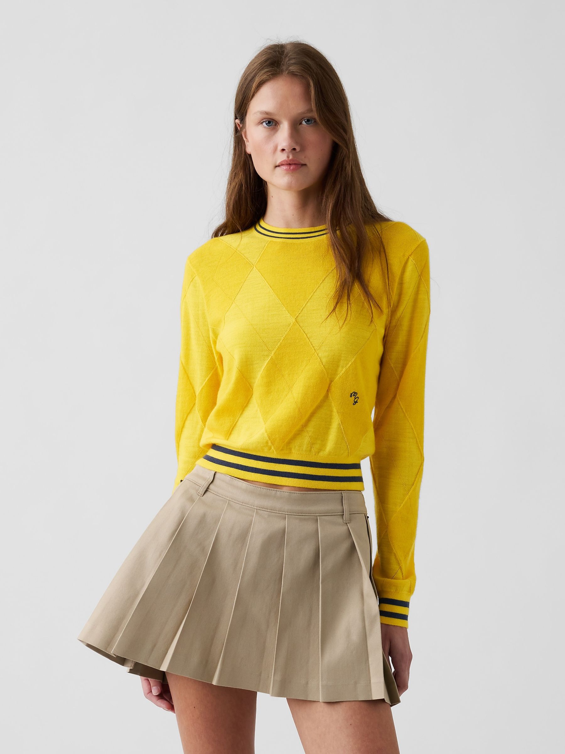 Gap x Malbon Yellow - Argyle Crop Jumper