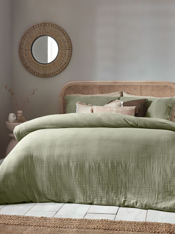 Yard Eucalpytus Lark Muslin 100% Cotton Duvet Cover Set (122432) | £40 - £78