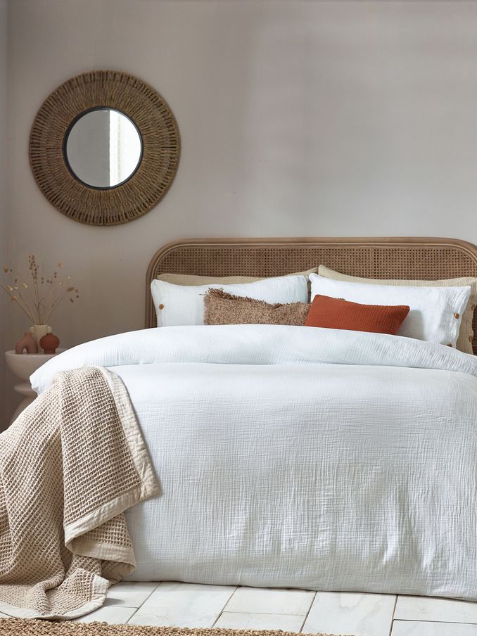 Yard White Lark Muslin 100% Cotton Duvet Cover Set (122577) | £40 - £78