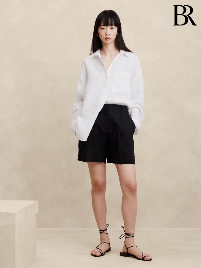 Banana Republic White The Oversized Linen Shirt (123401) | £95