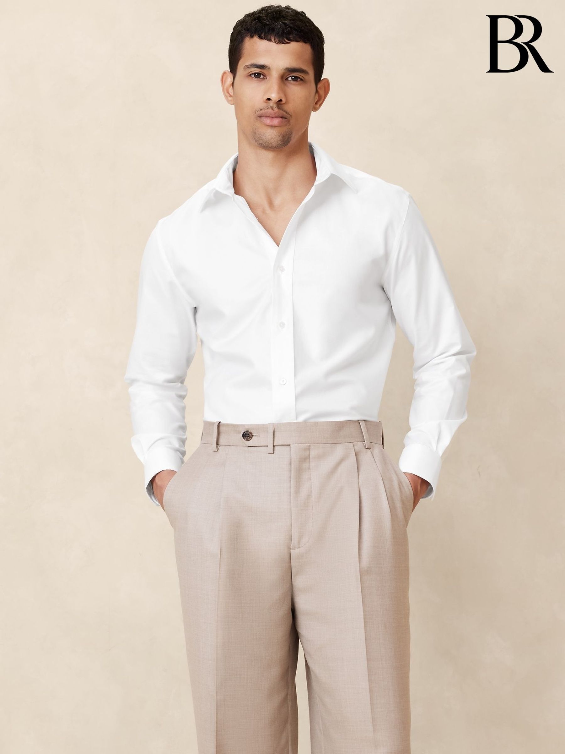 Banana Republic White Slim Wrinkle Resistant Dress Shirt (123482) | £65
