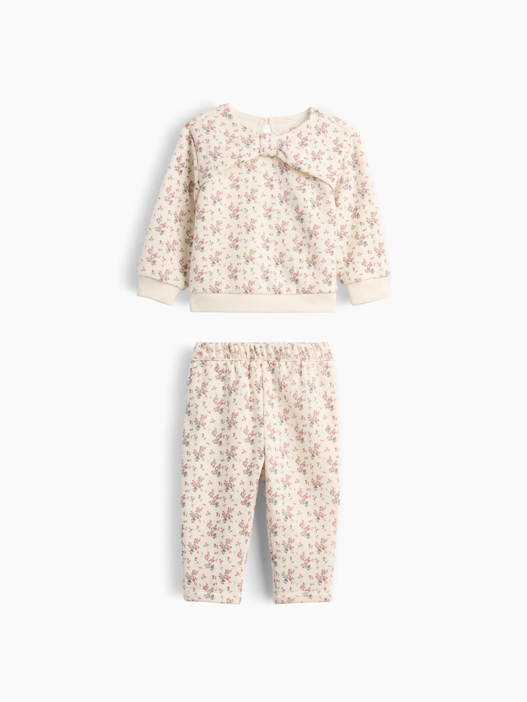 Cream Floral - Vintage Soft Bow Sweat Set