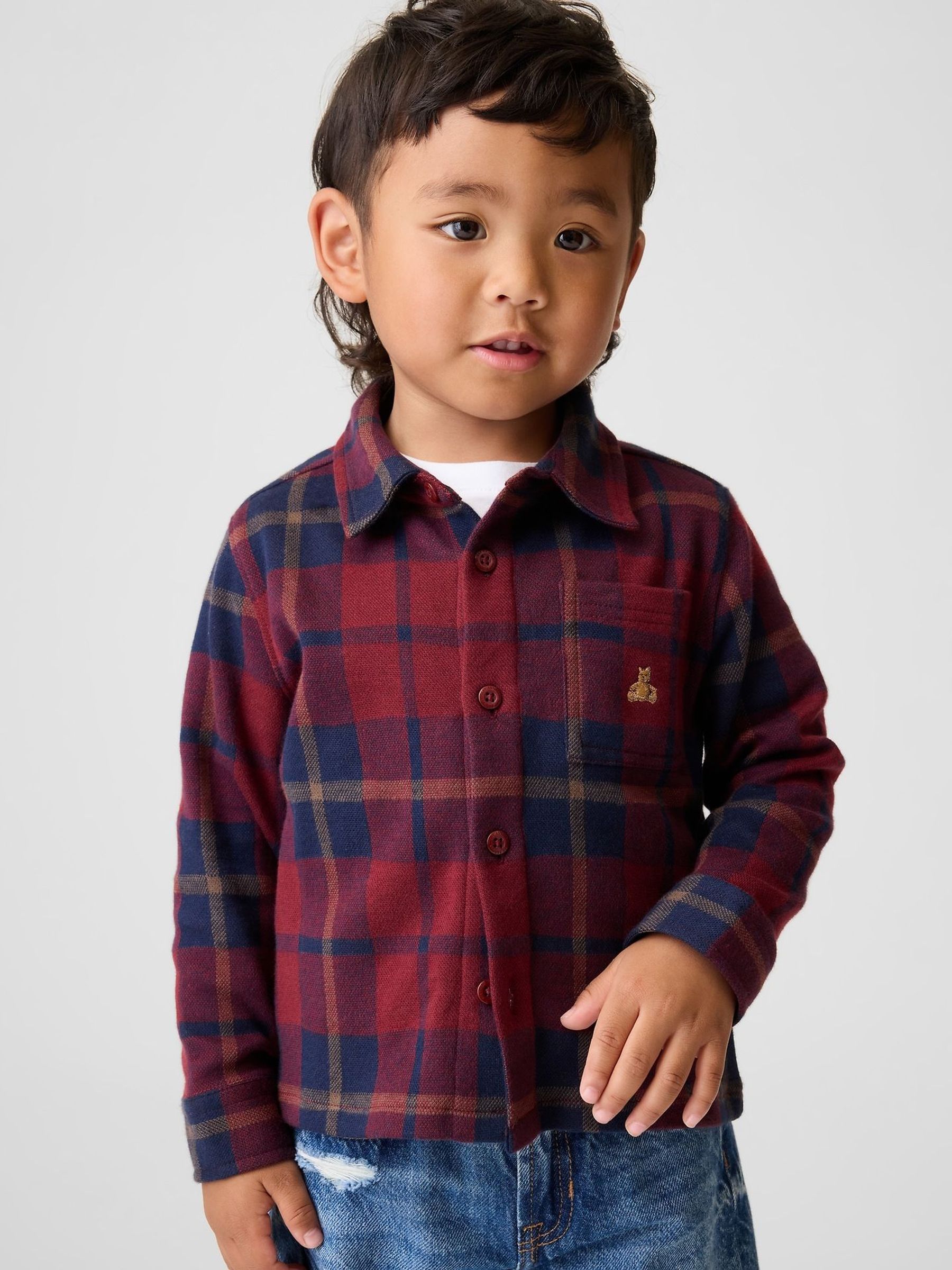 Red - Knit Jersey Check Shirt