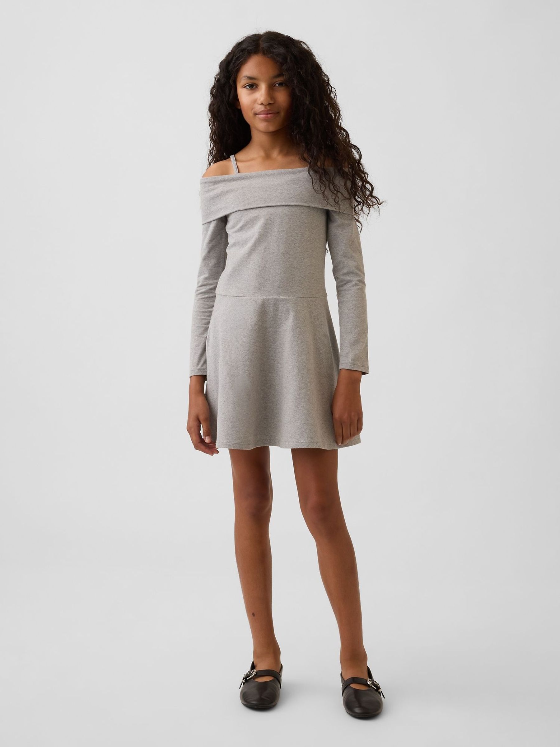 Grey - Jersey Off-shoulder Dress