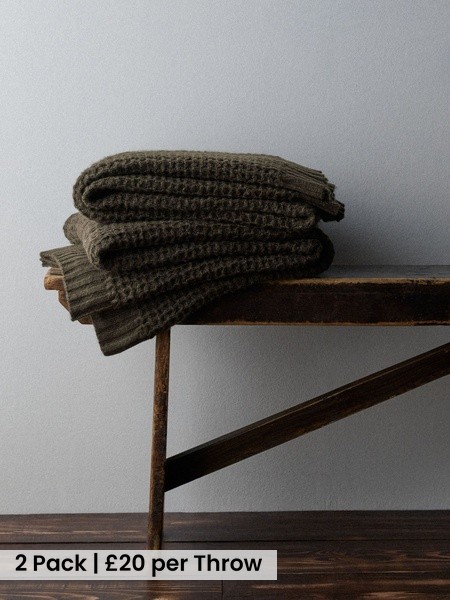 The Set 2 Pack Ribbed Waffle Knitted Throws