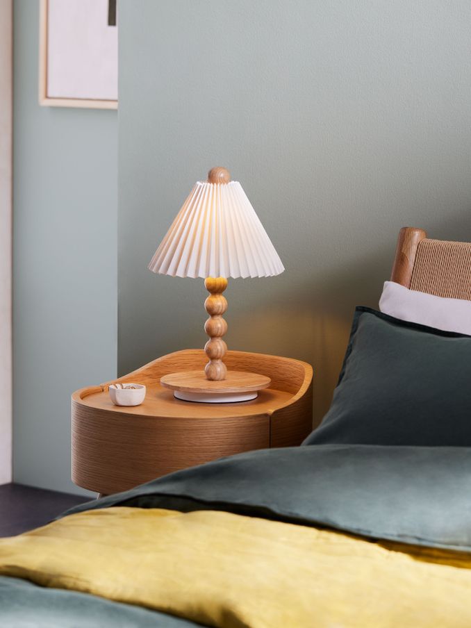 Lila Table Lamp in Cream/Wood (151463) | £41