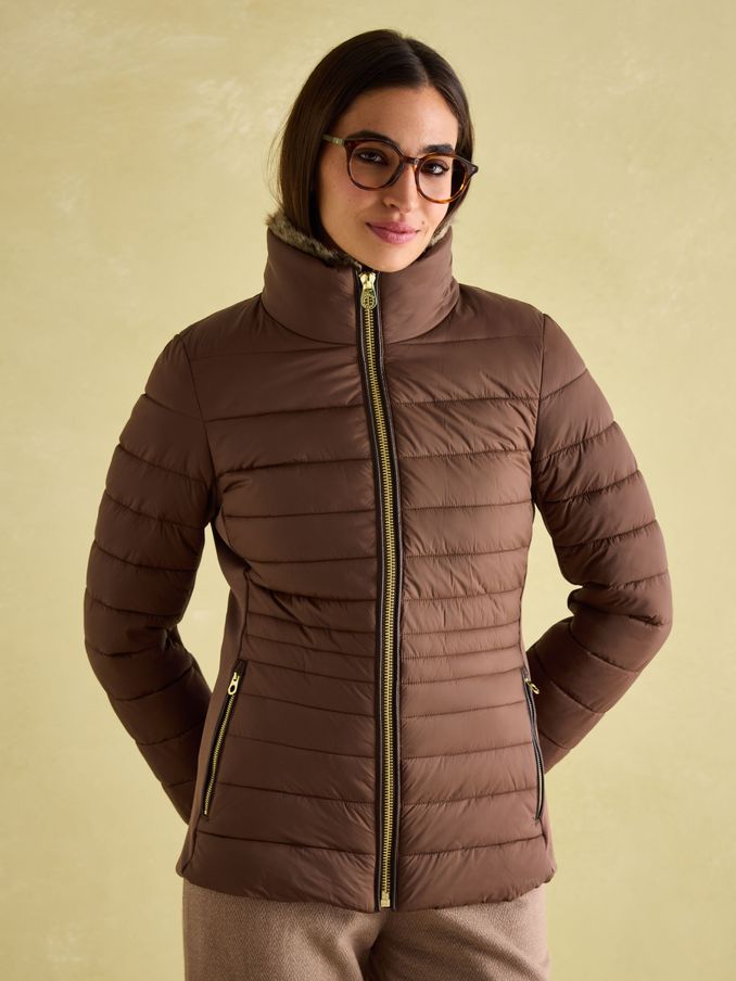Beckley Brown Padded Showerproof Jacket with Faux Fur Trim (152471) | £149