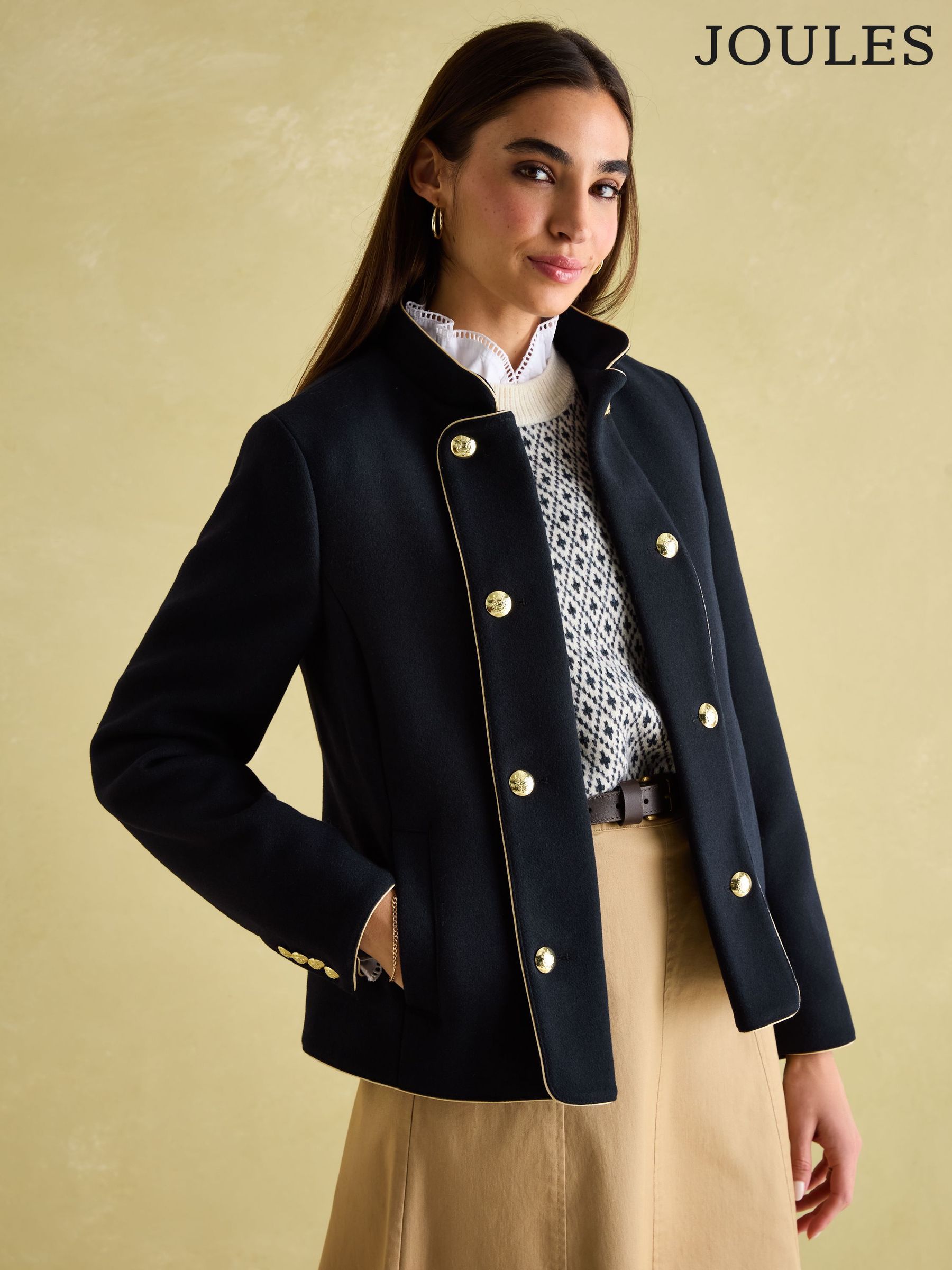 Hazelmere Navy Wool Blend Band Jacket (152488) | £139