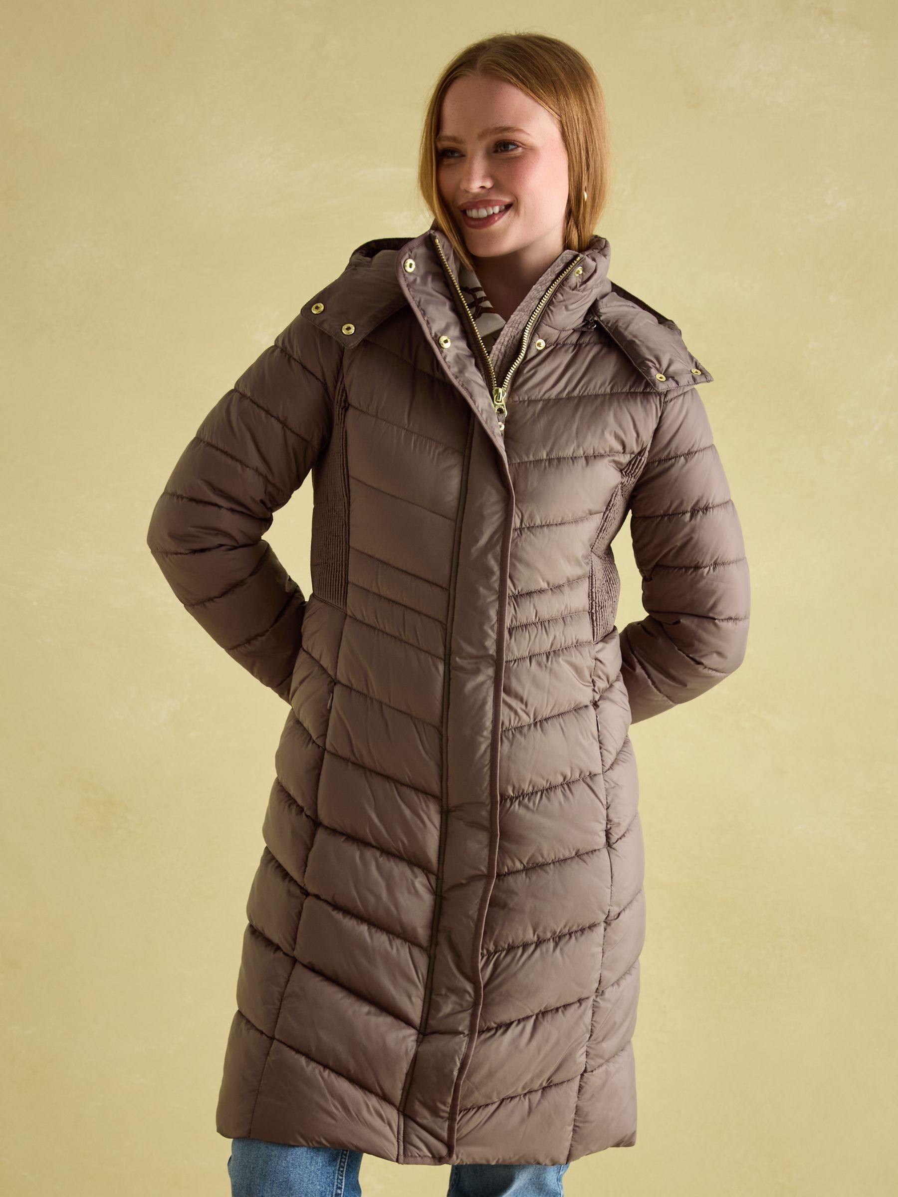 Pembury Neutral Showerproof Longline Padded Coat With Hood (152576) | £139