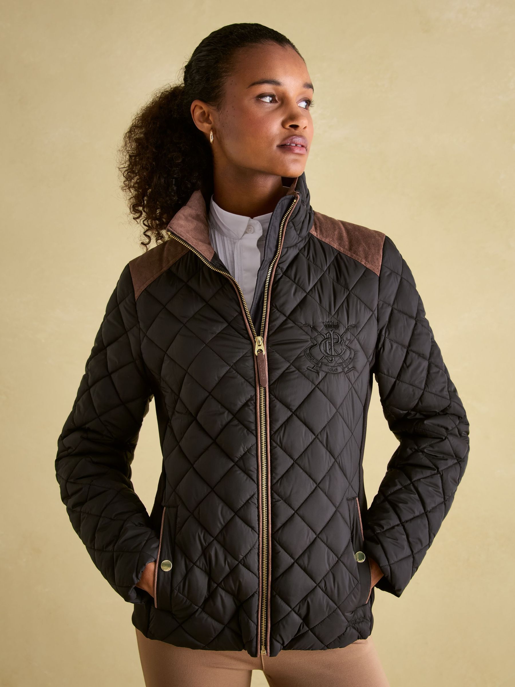 Braemar Luxe Black Showerproof Diamond Quilted Coat (152789) | £129