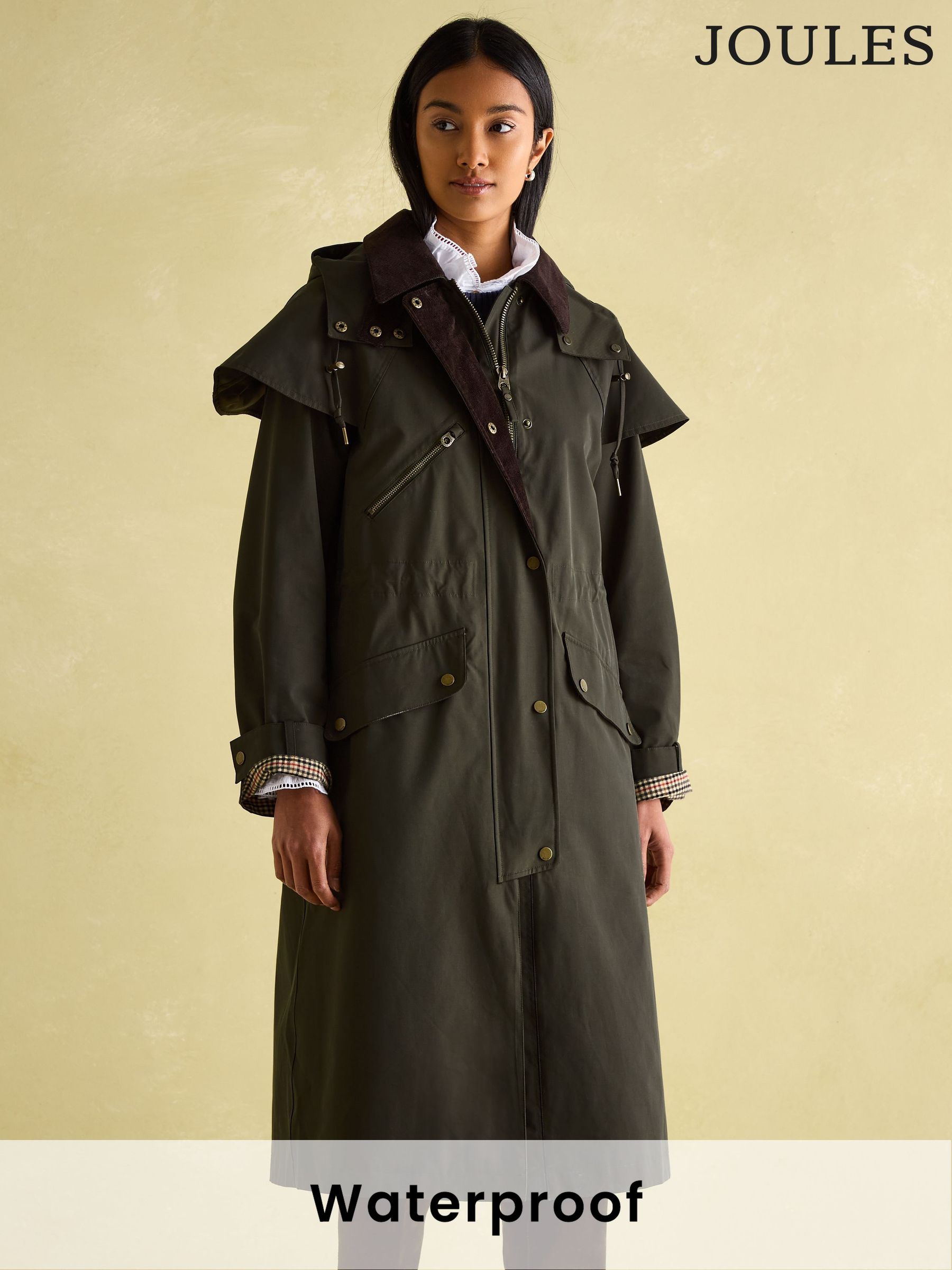 Highbridge Khaki Green Waterproof Longline Coat with Hood (152895) | £99