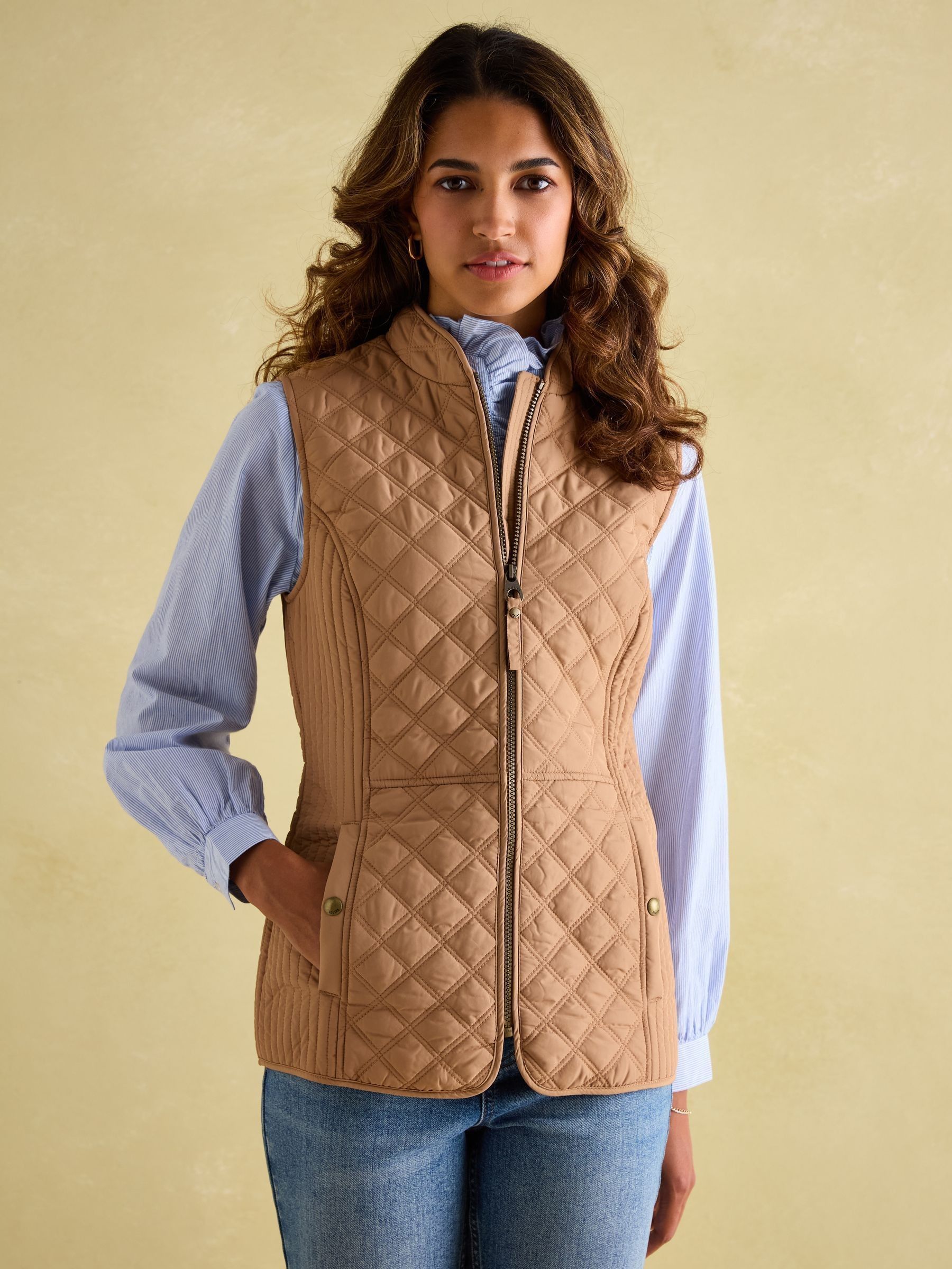 Minx Tan Showerproof Diamond Quilted Gilet (153388) | £49.95