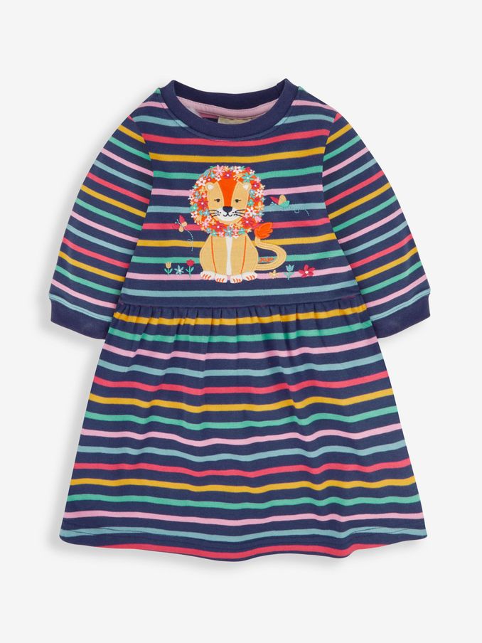 Navy - Lion Appliqué Stripe Dress