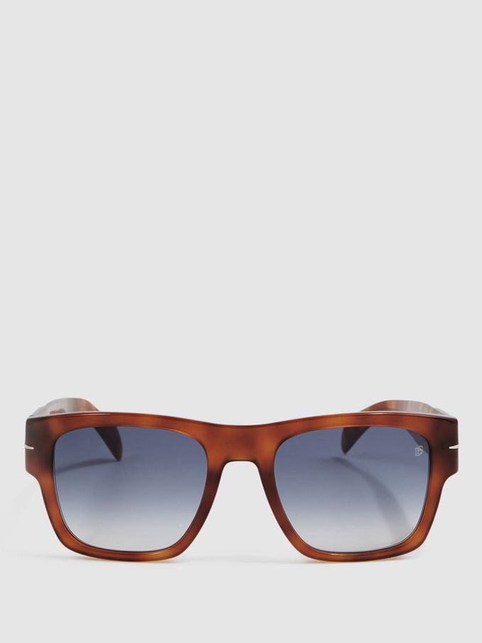 Eyewear by David Beckham Square Tortoiseshell Sunglasses in Tortoise (158395) | £123
