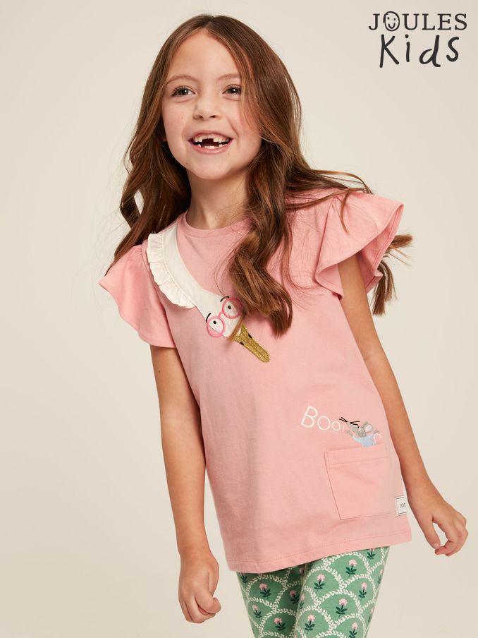 Girls' Flutter Astra Pink Short Sleeve Artwork T-Shirt (158590) | £12 - £13