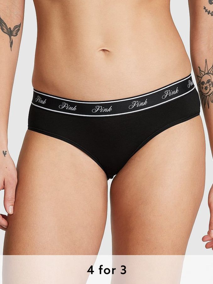 Pure Black Hipster Cotton Logo Knickers (161821) | £9