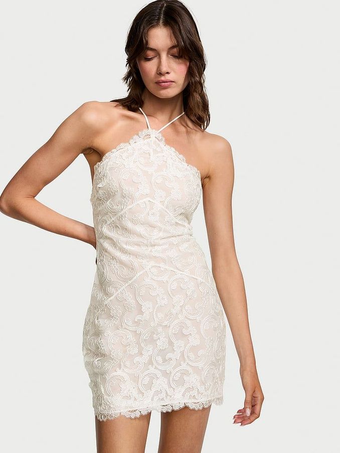 White Flowering Vines Broderie Dressing Slip (162005) | £64