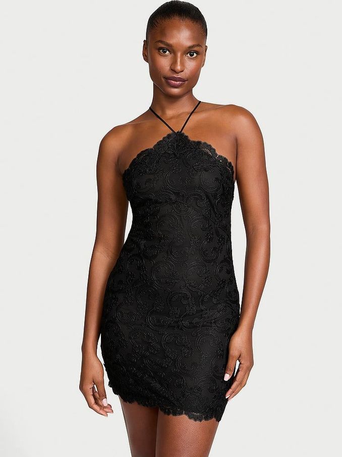 Black Flowering Vines Broderie Dressing Slip (162107) | £64