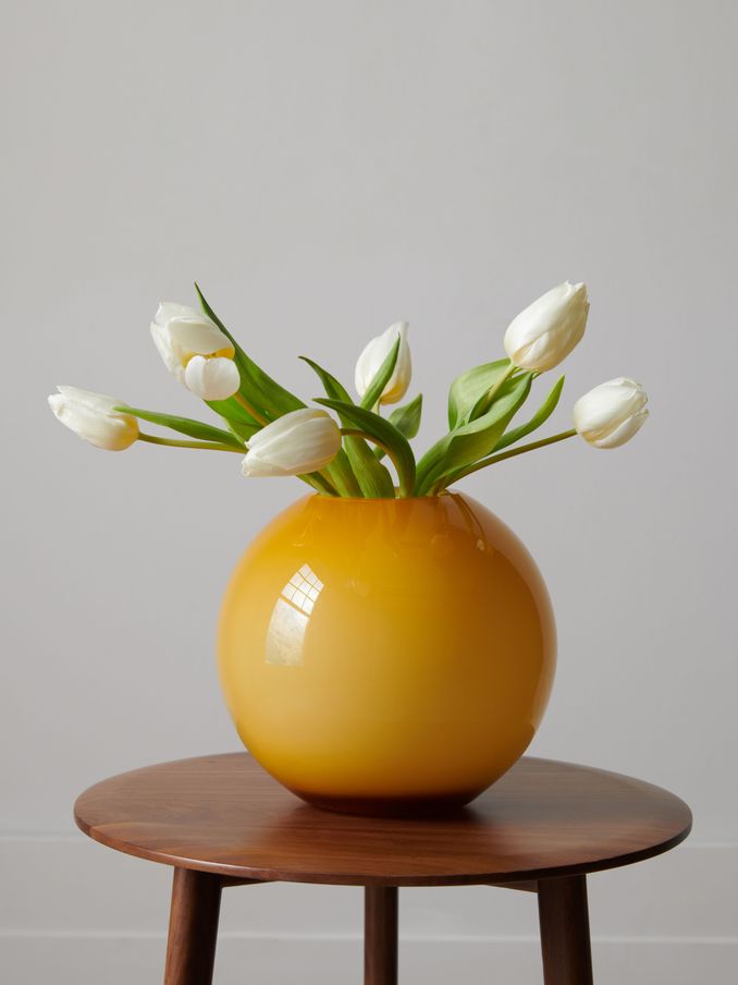 Jasper Conran London Ochre Yellow Sphere Glass Flower Vase (165042) | £40