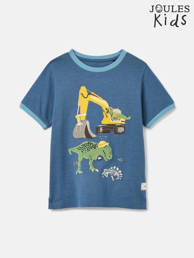 Boys' Archie Blue Dinosaur Artwork T-Shirt (178290) | £12 - £13