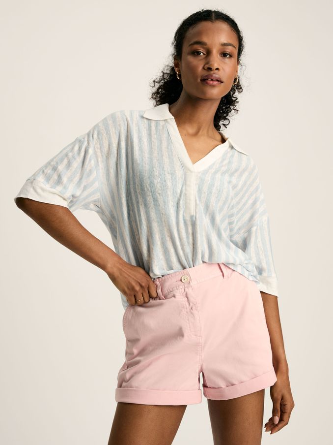 Hadley Blue Stripe Linen Polo Shirt (180363) | £18