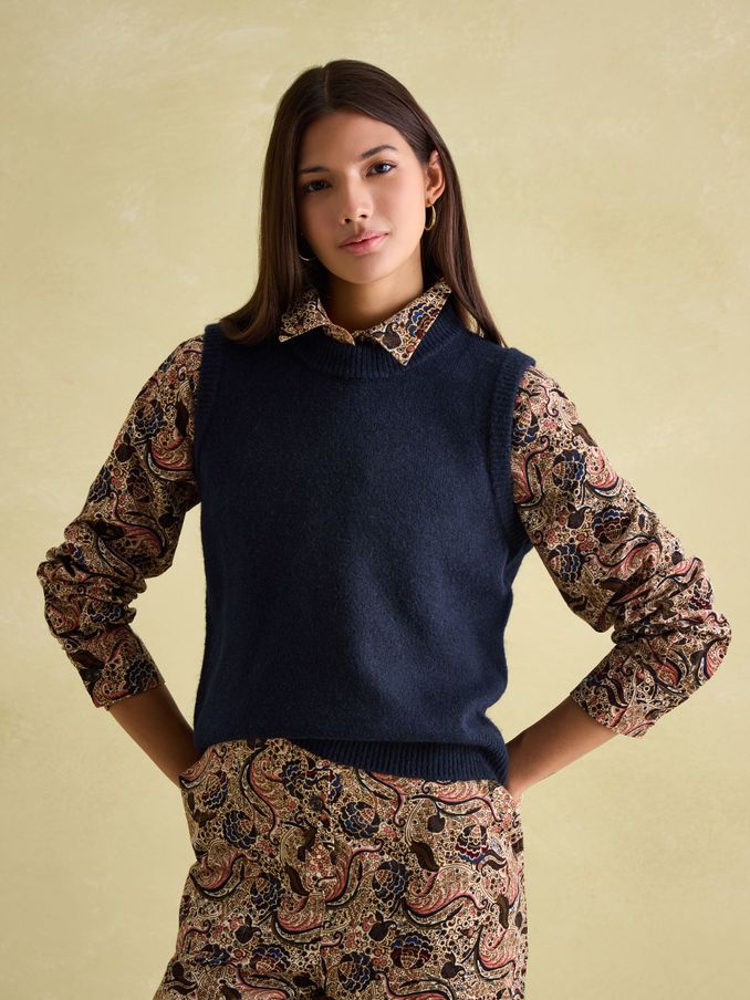 Holly Navy Blue Regular Fit Knitted Vest (184730) | £27