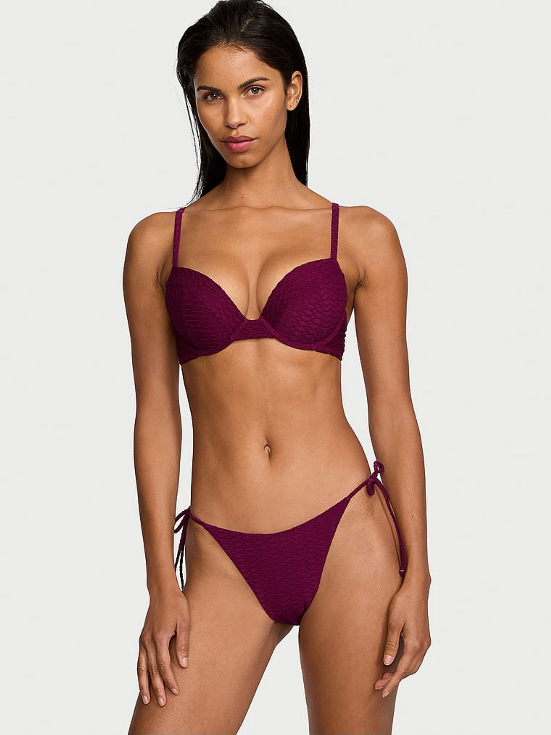 Pink Rouge Fishnet Tie Side High Leg Swim Bikini Bottom (187581) | £12