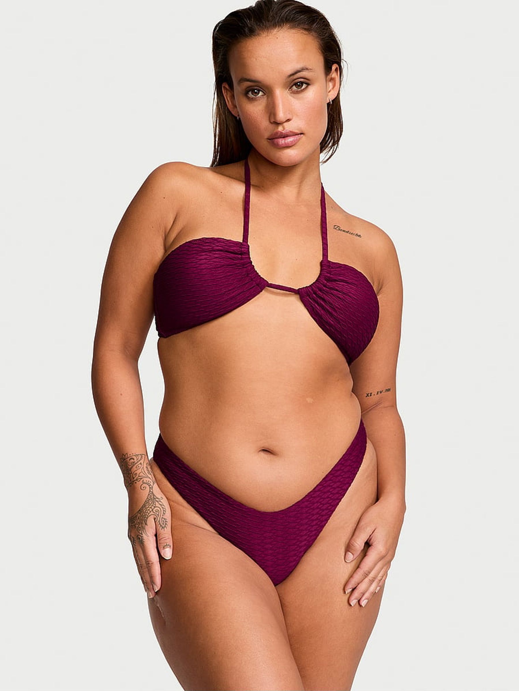 Pink Rouge Fishnet Brazilian Swim Bikini Bottom (187959) | £12