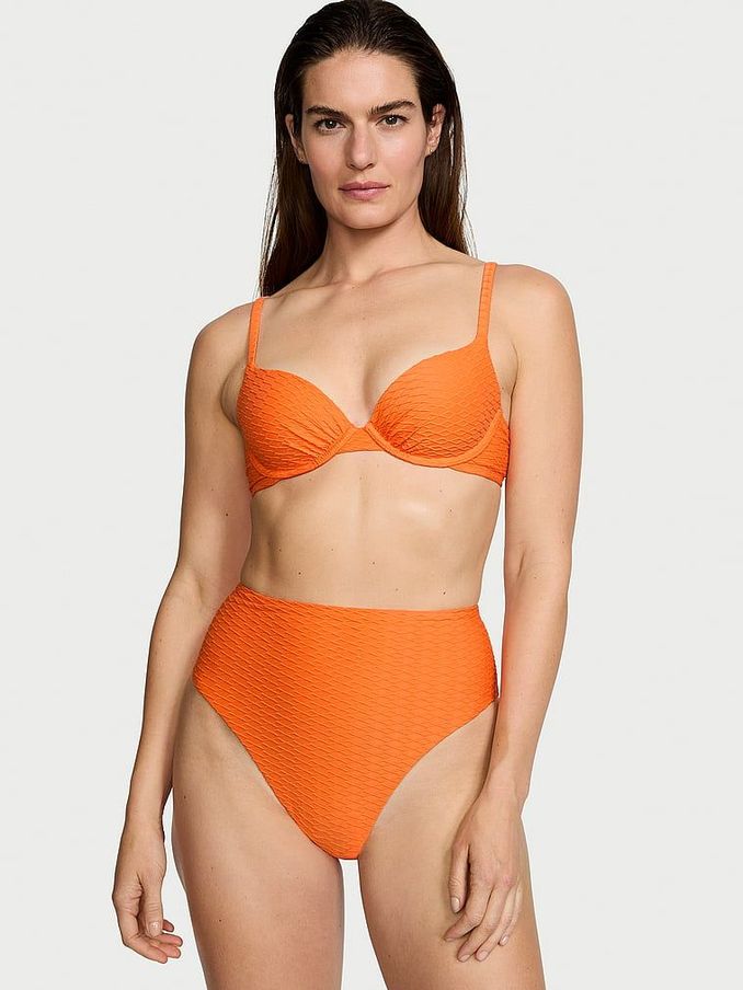 Sunset Orange Fishnet High Waisted Swim Bikini Bottom (187999) | £12