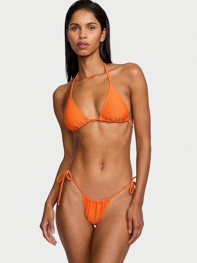 Sunset Orange Fishnet Triangle Swim Bikini Top (188138) | £14